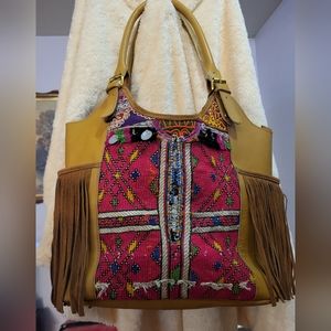 SOLD! Vintage Addiction Leather Indian Bag